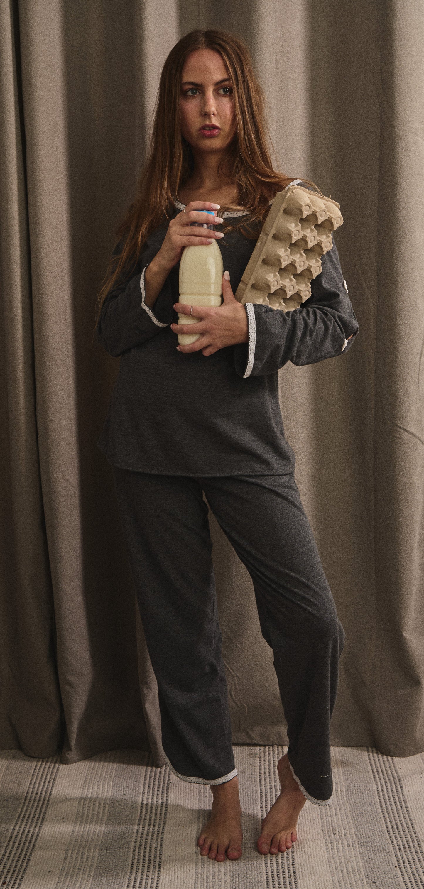 Grey Cotton Knit Kelly Pyjamas